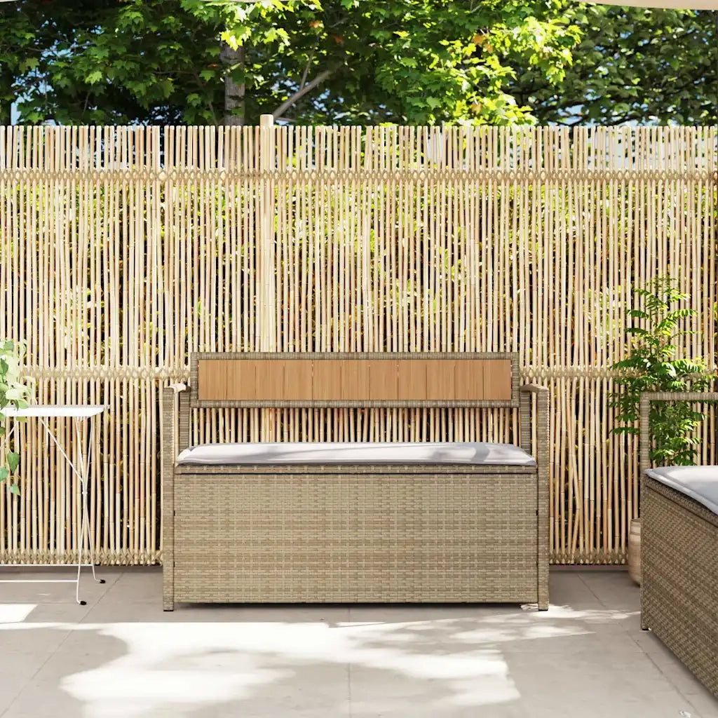Panca Portaoggetti da Giardino con Cuscino Beige in Polyrattan 4103839