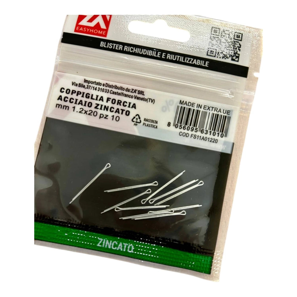Coppiglia forcia in acciaio zincato mm1.2x20 10 pezzi