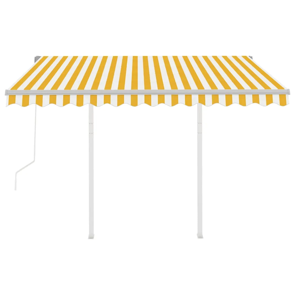 Tenda da Sole Retrattile Automatica e Pali 3x2,5m Gialla Bianca 3069908