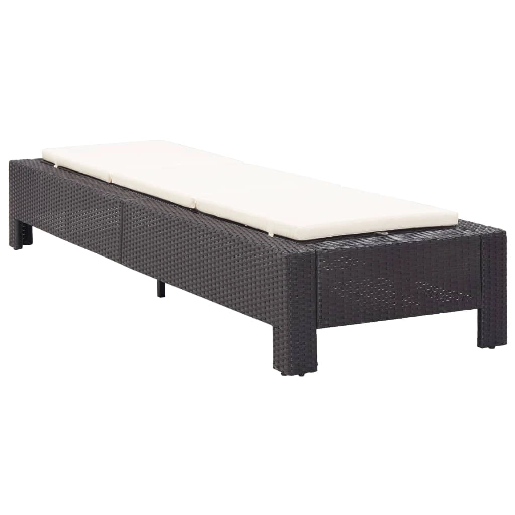 Lettino prendisole con cuscino nero resina intrecciata 02_0012197