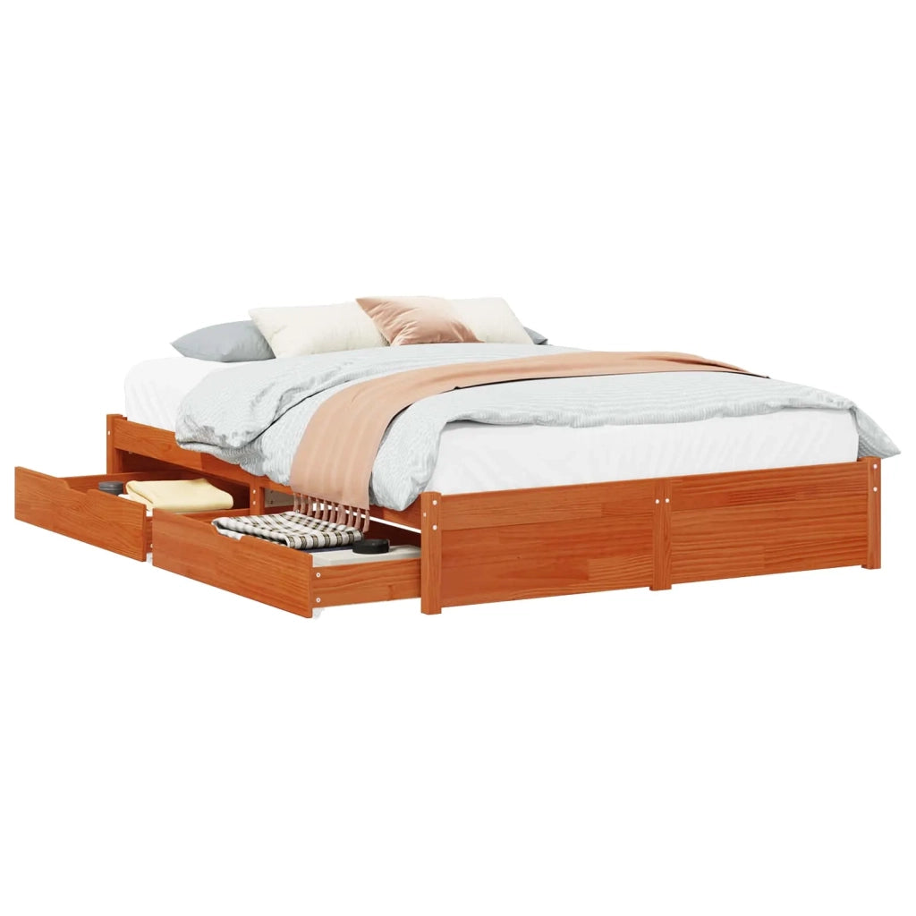 Struttura del letto Marrone cerato Legno di Pino Massello 3423809