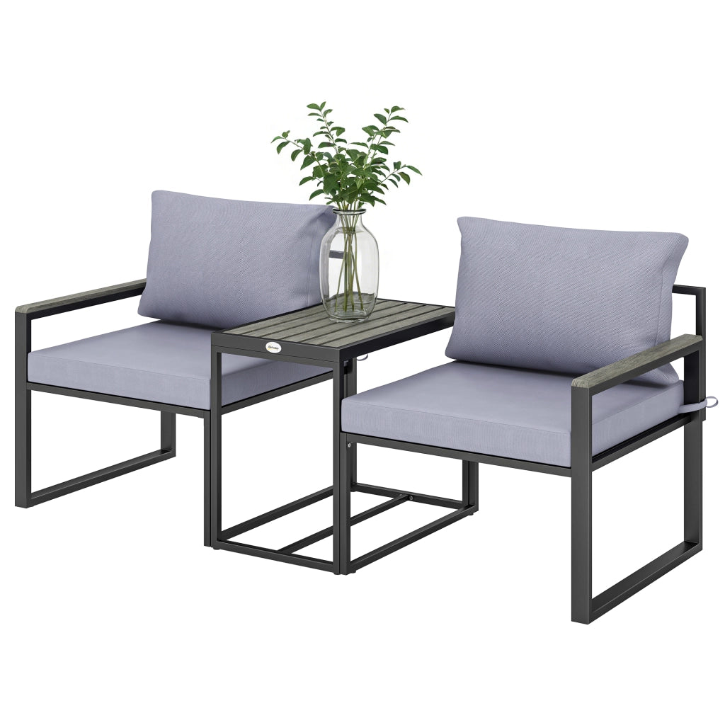 Set Mobili da Balcone 2 Sedie con Tavolo ¨C zephmum ¨C Grigio