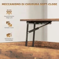 Tavolino da Caffè Sollevabile con Vano Nascosto e Ripiano Inferiore in Stile Industriale, Marrone