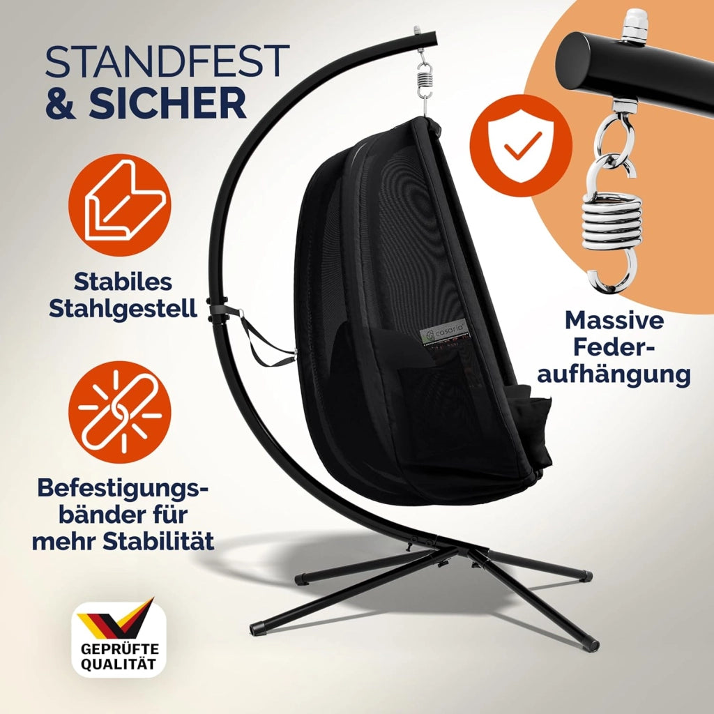 ® Sedia a Dondolo da Esterno ed Interno con Telaio 2 Tasche Laterali con Cuscino Poltrona Sospesa XXL con Capacità 150 kg Stabile Resistente