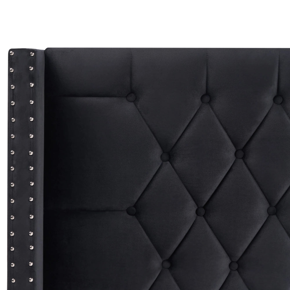 Letto contenitore velluto nero e argento 140 x 200 cm glamour elegante