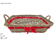 Cesta Regalo Decorativa Grigia con Fiocco Rosso 45 x 34 cm