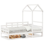 Letto singolo | Letto per adulti | Dormeuse con Tetto 80x200 cm Bianco in Legno Massello di Pino