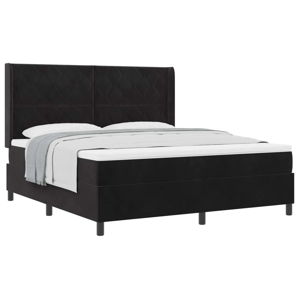 Letto a molle con materasso Nero 180 x 200 cm Velluto 3342076