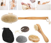 Scopa per massaggi corpo, peeling della pelle secca, doccia bagno - Risvegliati con ogni lavaggio, spazzole per cellulite e piedi, gambe morbide (7 pezzi)