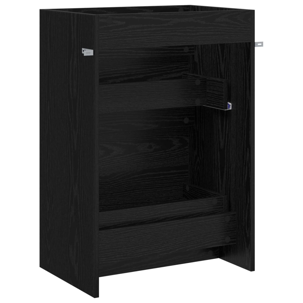 Mobiletto da Bagno Sotto Lavabo Rovere Nero 56 x 37,5 x 81 cm
