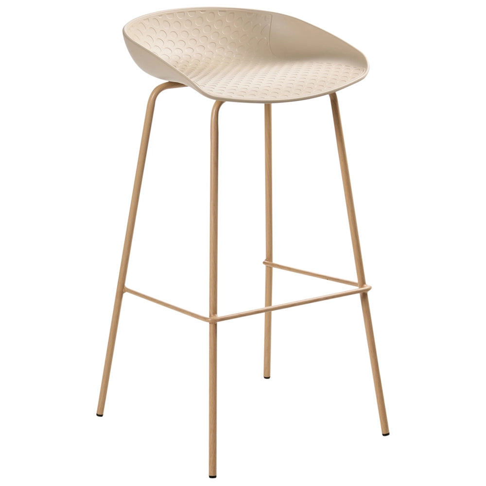 Set di 4 sedie da bar robuste in materiale sintetico e poliestere beige sala da pranzo