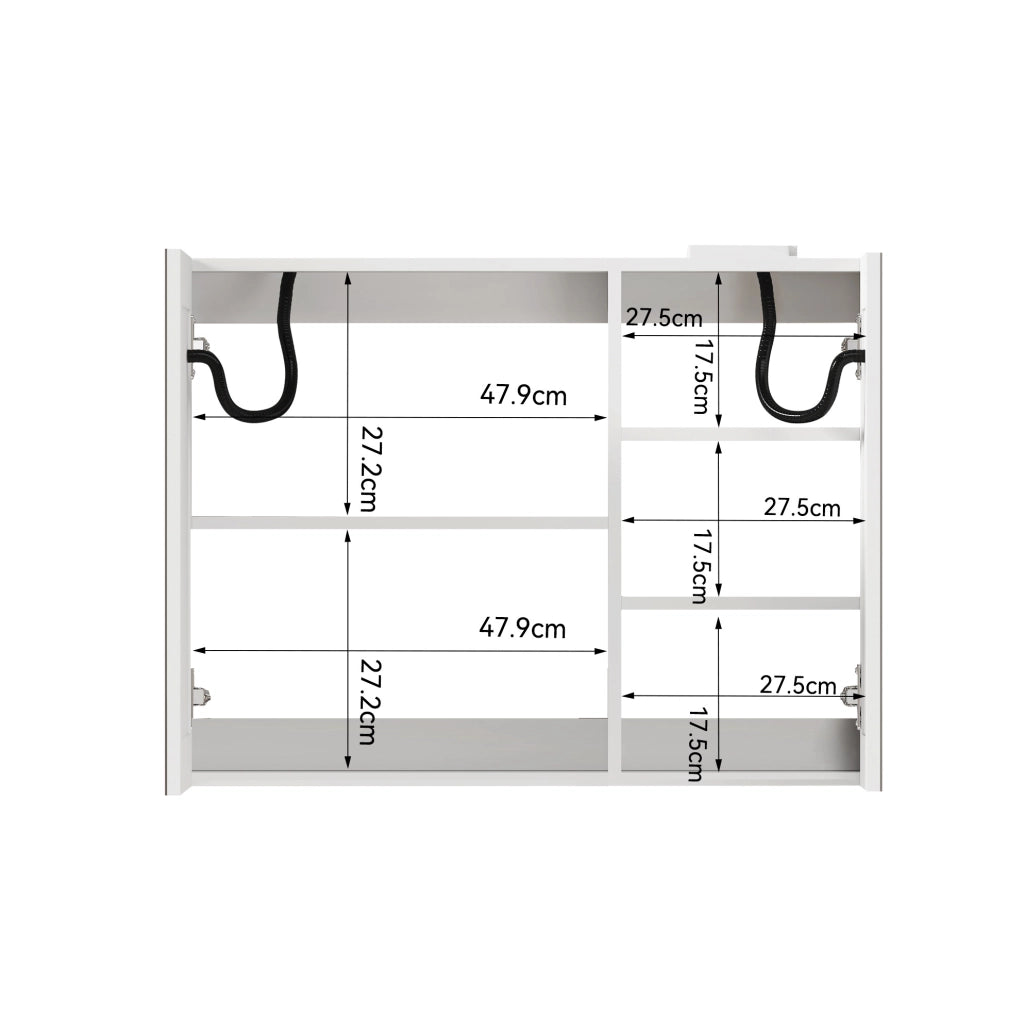Armadio a specchio da parete con LED; MDF e vetro; bianco