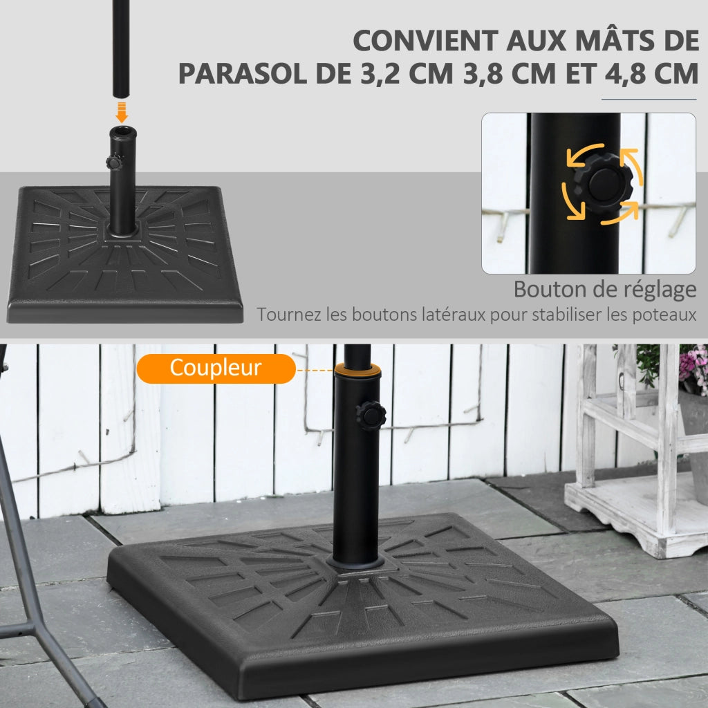 Piede Parasol Quadrato in Resina ¨C zephmum ¨C 51x51x32 cm, Nero