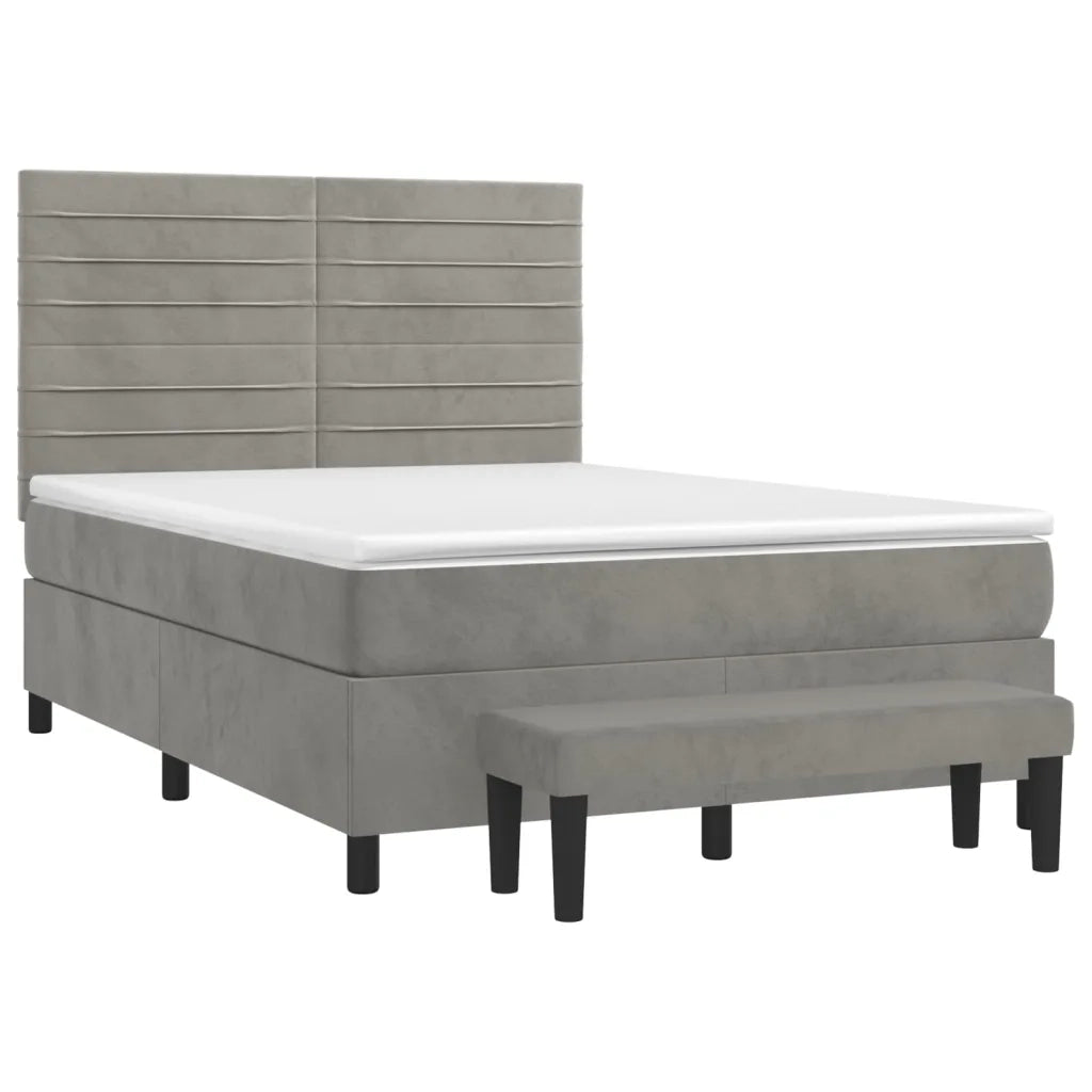 Giroletto a Molle con Materasso Grigio Chiaro 140x190cm Velluto 3137899