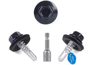 Viti autoallentanti Ø 4,8 x 19 mm - Testa a 6 facce - Gomma EPDM - Acciaio carbonio - 100 pezzi - Protezione anticorrosione - Viti per tetto