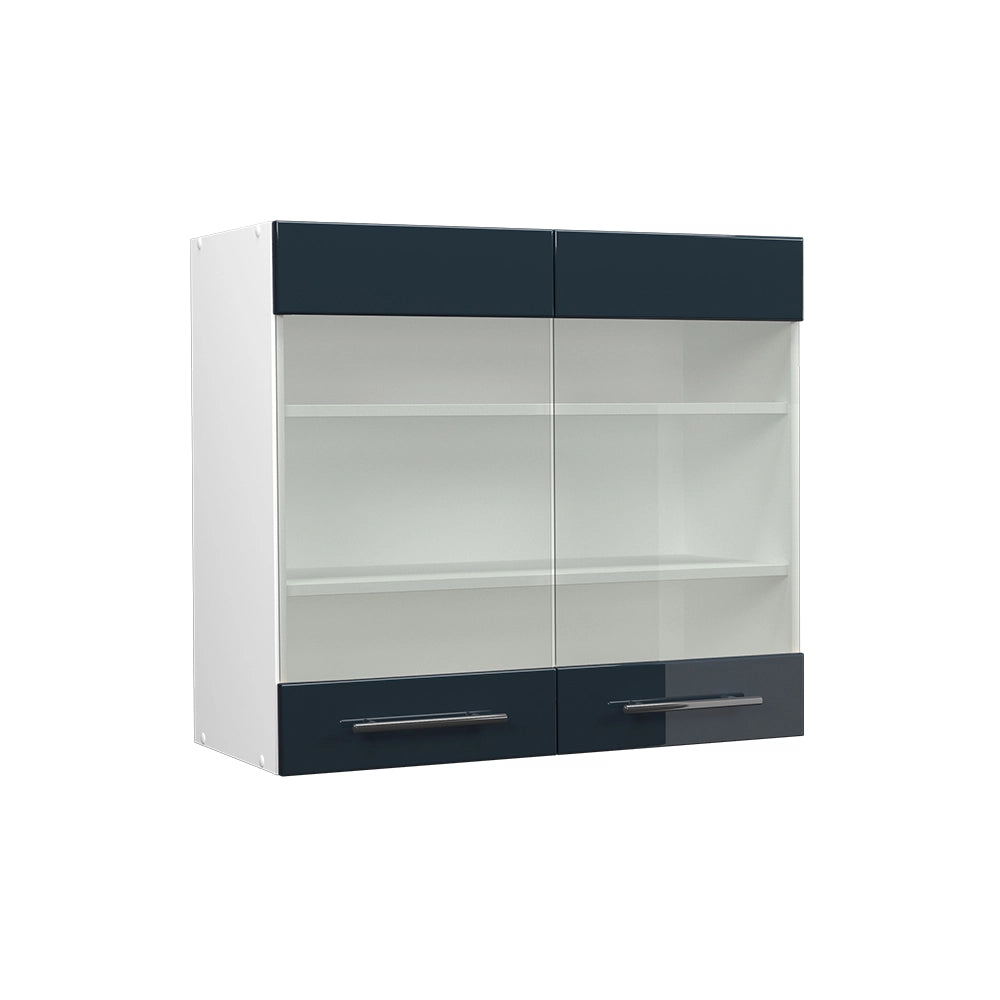 Vicco Mobile da cucina in vetro Blu scuro lucido 80 cm