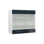 Vicco Mobile da cucina in vetro Blu scuro lucido 80 cm