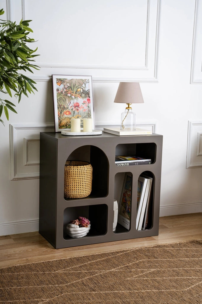 Credenza in legno "Lessa" - 80 x 37 x 74 cm - Grigio antracite