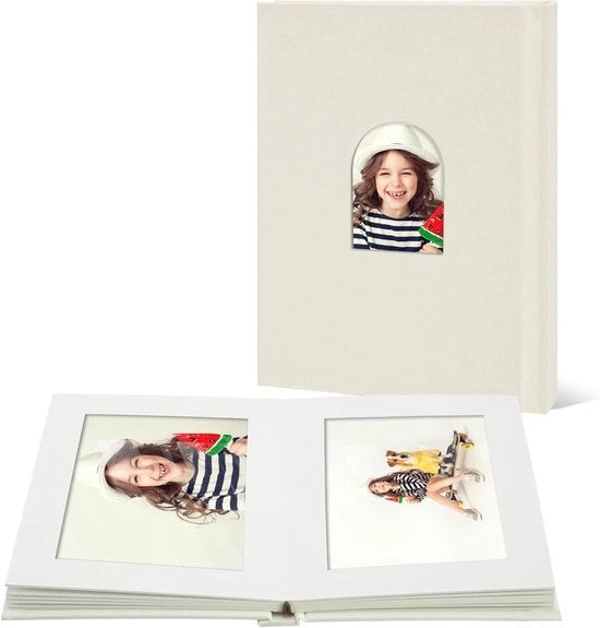 Album fotografico premium 10 x 15 cm per 20 foto, copertina in lino, beige, spazio per descrizione