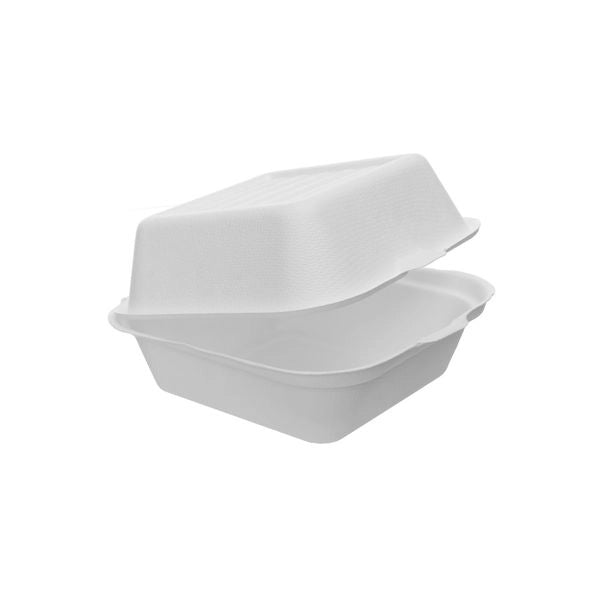 50 PEZZI BURGERBOX Contenitore Burgher con coperchio in polpa di cellulosa,155x155x90 mm, 50 pezzi Hamburger Panini Box IN POLPA CELLULOSA Biodegradabili e Compostabili