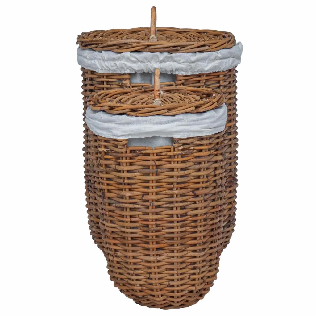 Cesto per Lavanderia 2 pcs Marrone Rattan Kubu