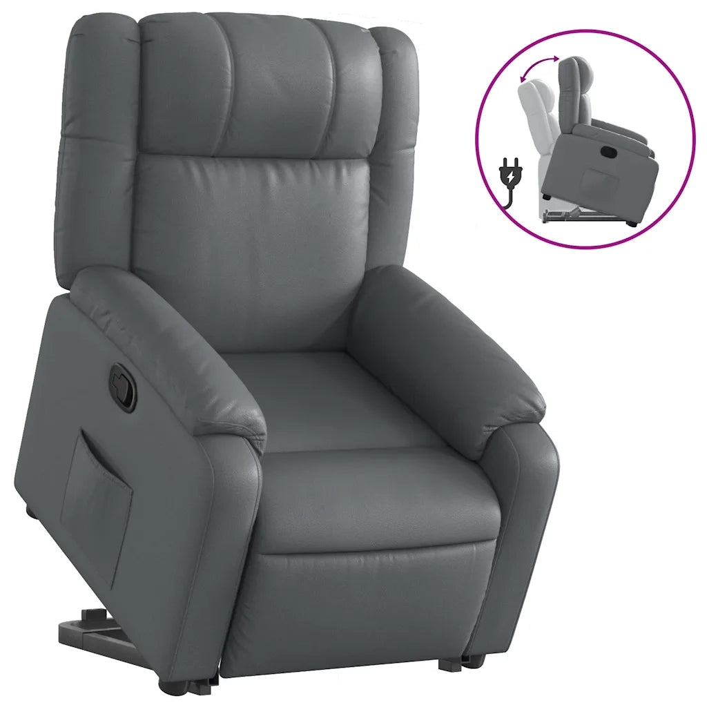 Poltrona Alzapersona Reclinabile Grigio in Similpelle 3205153