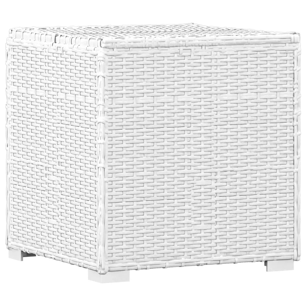 Lettino Prendisole Cuscino e Tavolino da Tè Polyrattan Bianco 46229