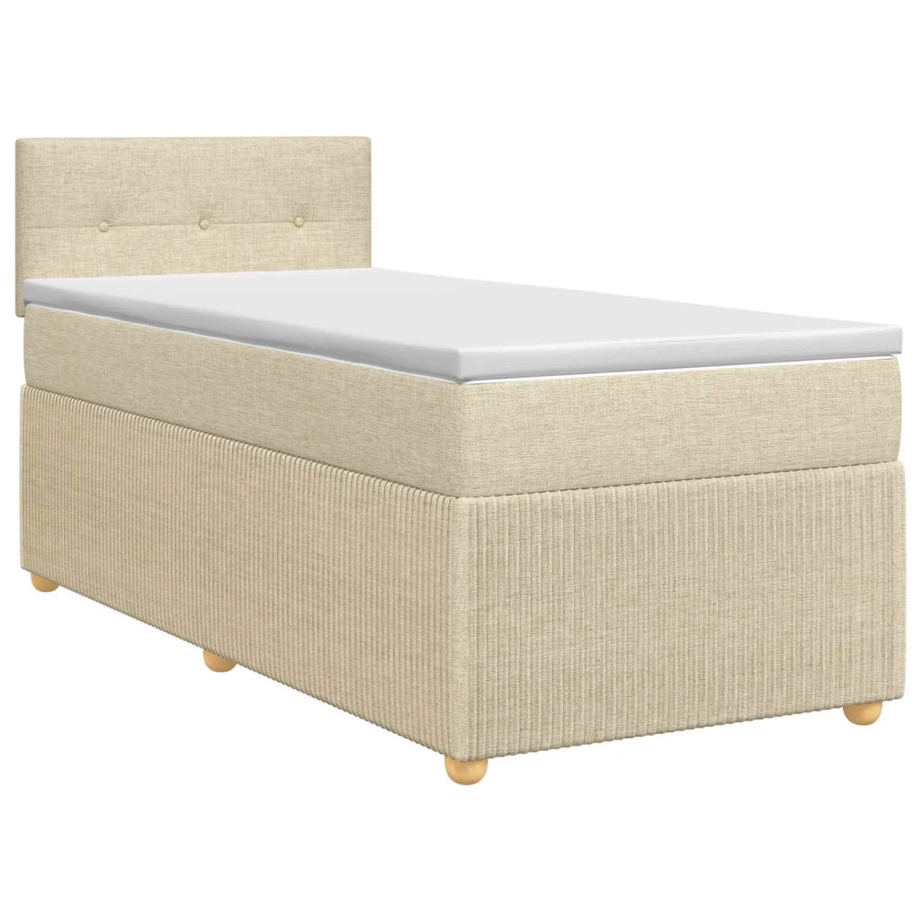 Letto box spring con materasso Crema 100 x 200 cm Tessuto 3451403