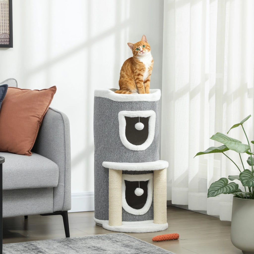 Tiragraffi per Gatti Alto con Casette e Lettino ¨C Zephmum ¨C Grigio