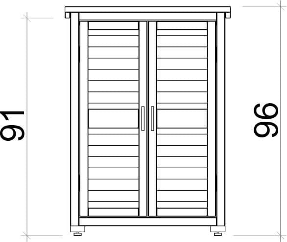 Armadio Porta Attrezzi da Giardino 1 Ripiano 2 Ante 69x43x96 cm in Legno Taini