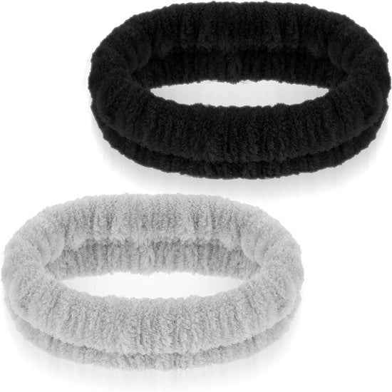 Cintura per capelli Cosmetica 2 Pack per trucco, doccia e bagno - Cinture per capelli elastiche per la rimozione del trucco assorbente e la cura della pelle - Cinture per capelli sportive e cosmetiche