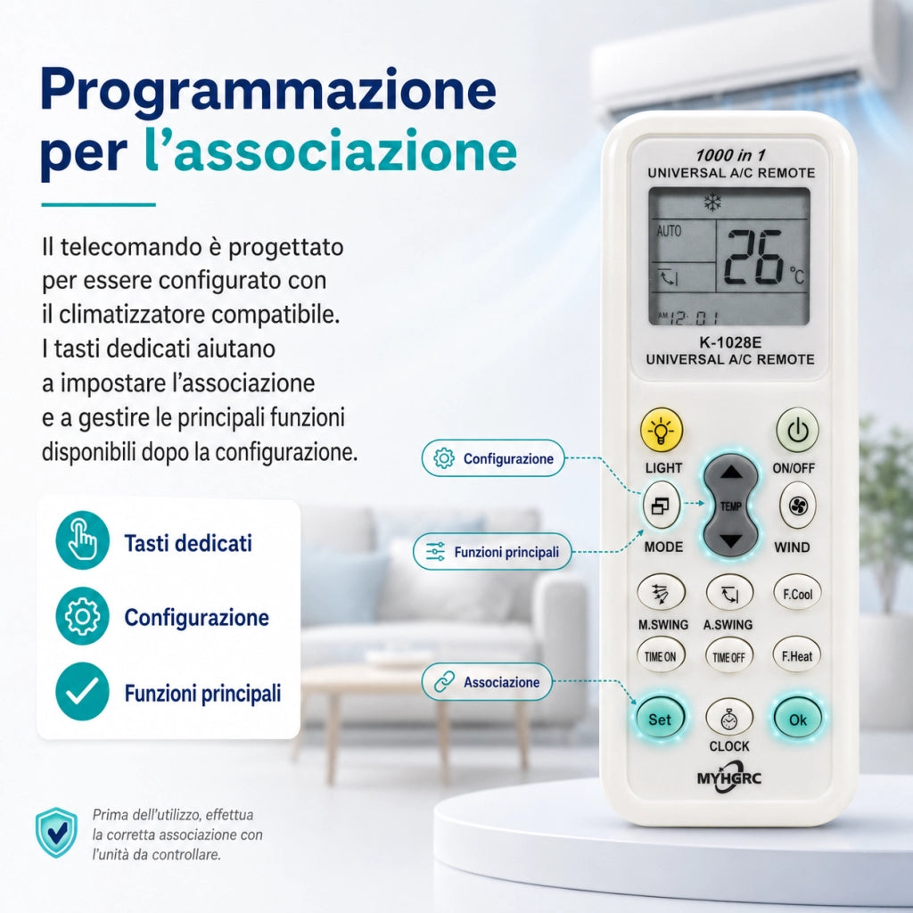 Telecomando Universale Condizionatori 1000 in 1 LCD Programmabile COM-A003
