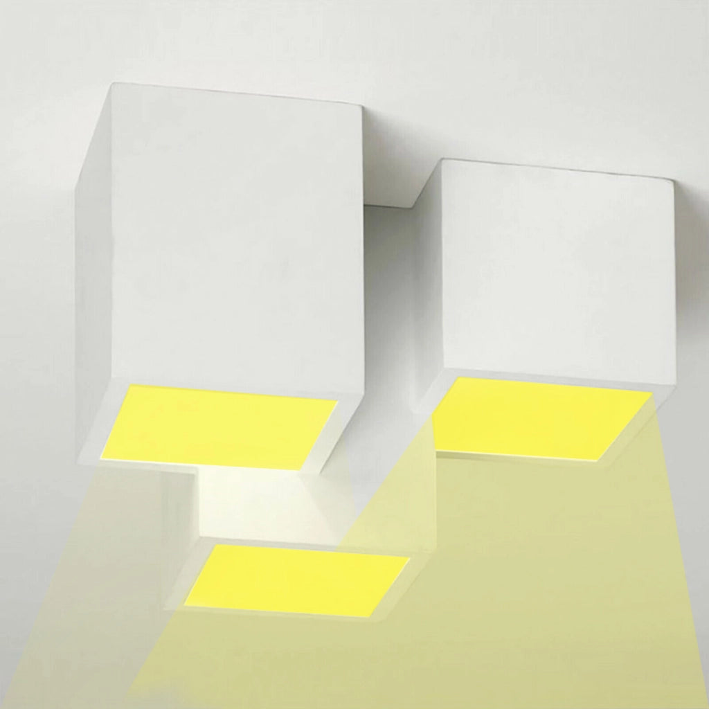 Lampada gesso da soffitto plafoniera a 3 cubi attacco faretto GU10 luce calda