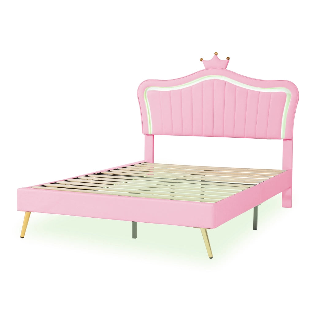 Letto per Bambini Matrimoniale con LED Regolabile e Testiera Regolabile 140 × 200 cm; senza Materasso