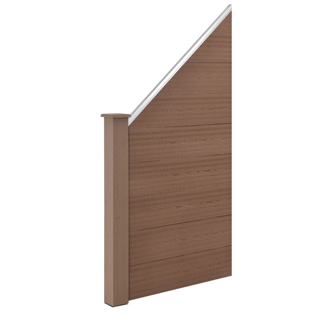 Recinzione in WPC per Giardino Staccionata da Elementi Inclinato e Rettangolari 183x799 cm Marrone NEU.HOLZ