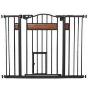 Cancelletto per Cani di Taglia Media e Piccola con Chiusura Automatica, 74-105x76.2 cm, Nero