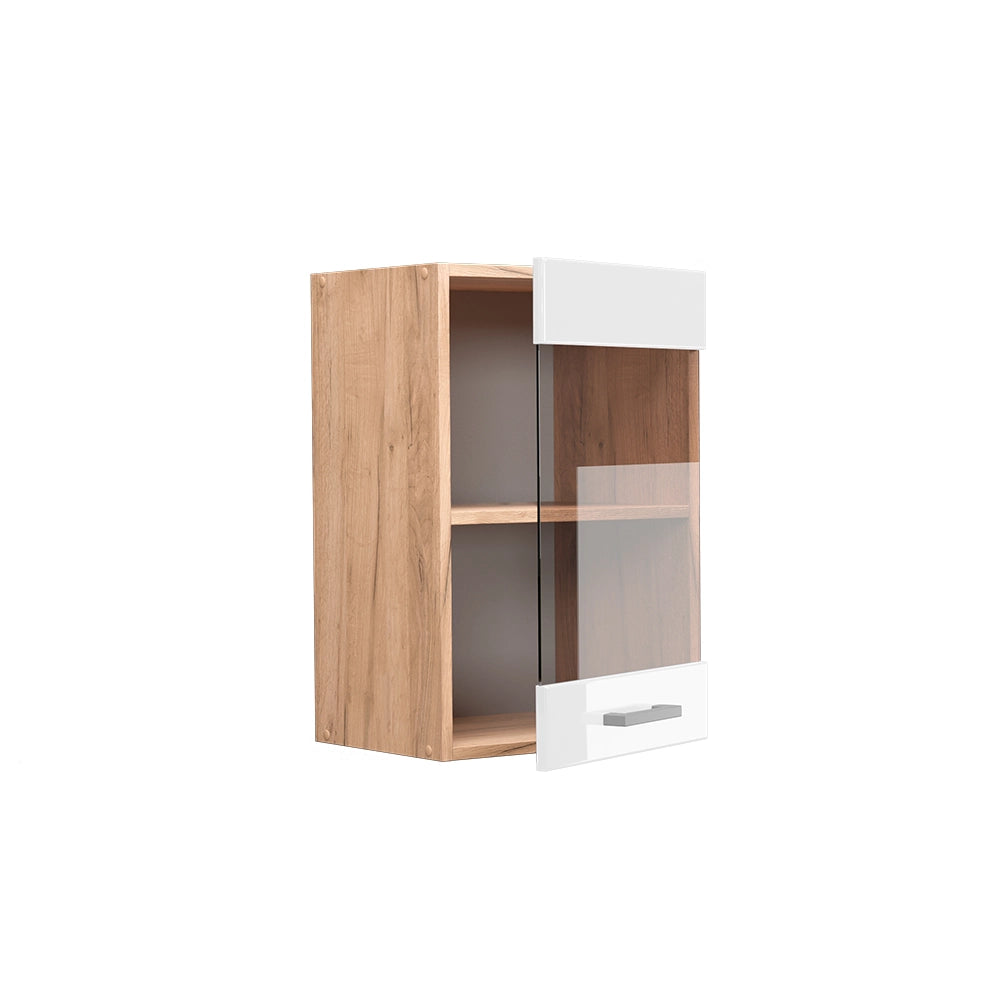 Vicco Mobile da cucina in vetro Bianco lucido 40 cm