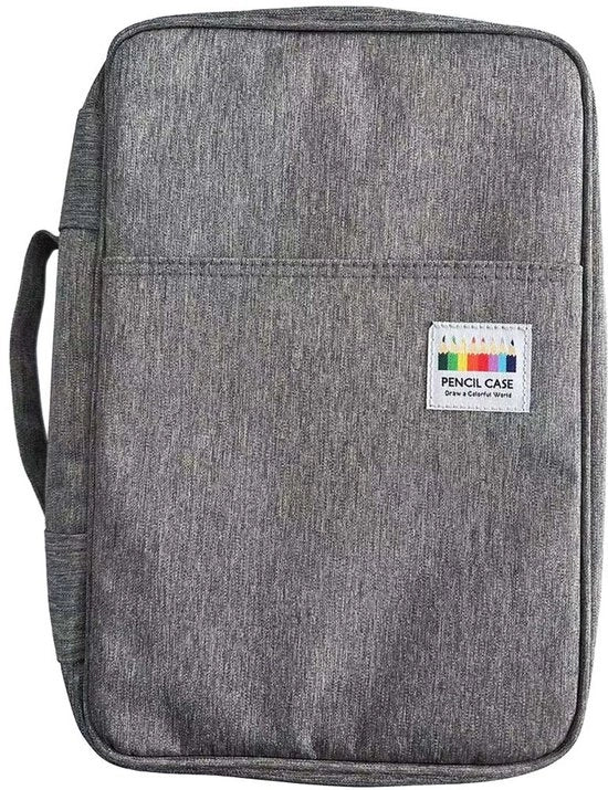 Etui con 100 cassette, spazio per massimo 300 matite, 4 scomparti, grande capacità, etui colorato, taschino per l'immagazzinamento di pennarelli, matite, gomma a olio, grigio