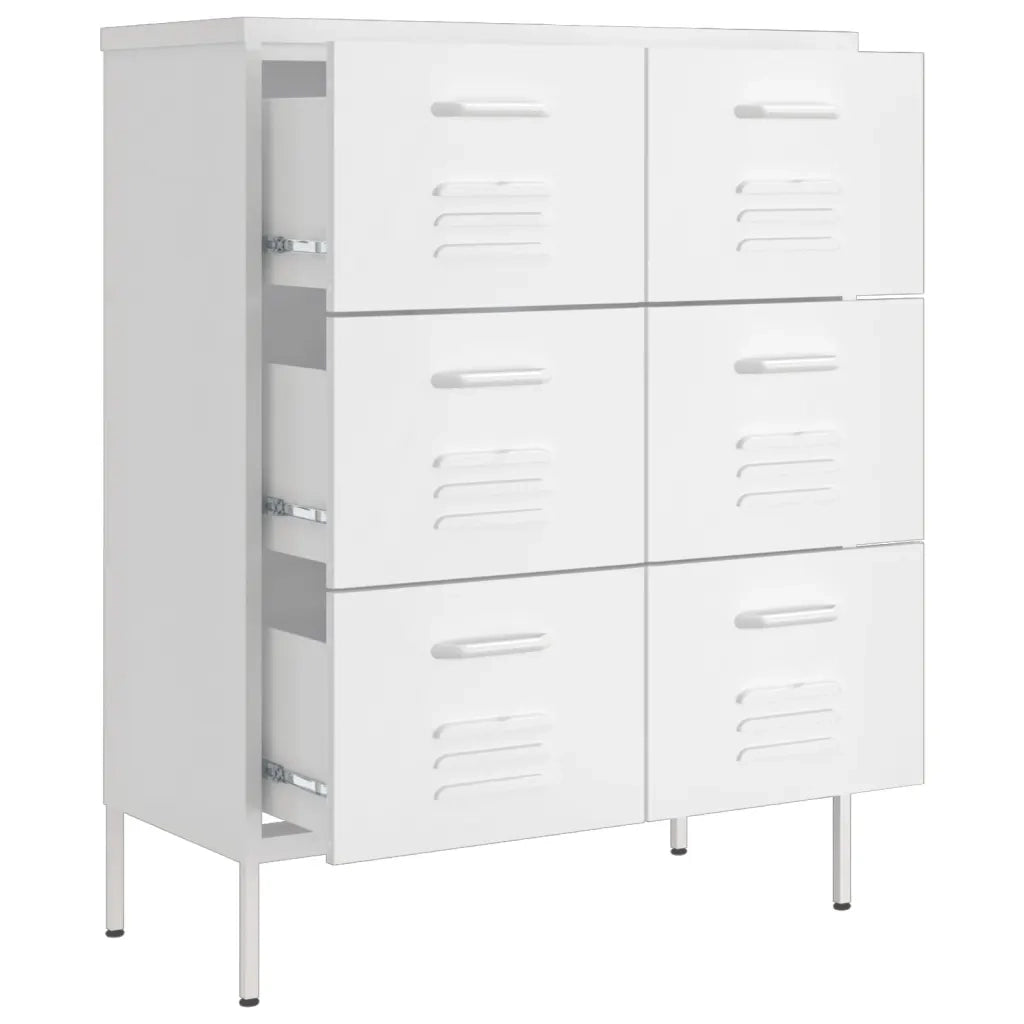Cassettiera Bianca 80x35x101,5 cm in Acciaio 336152