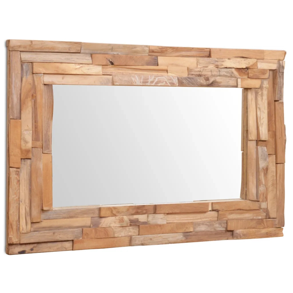 Specchio Decorativo in Legno di Teak 90x60 cm Rettangolare 244563
