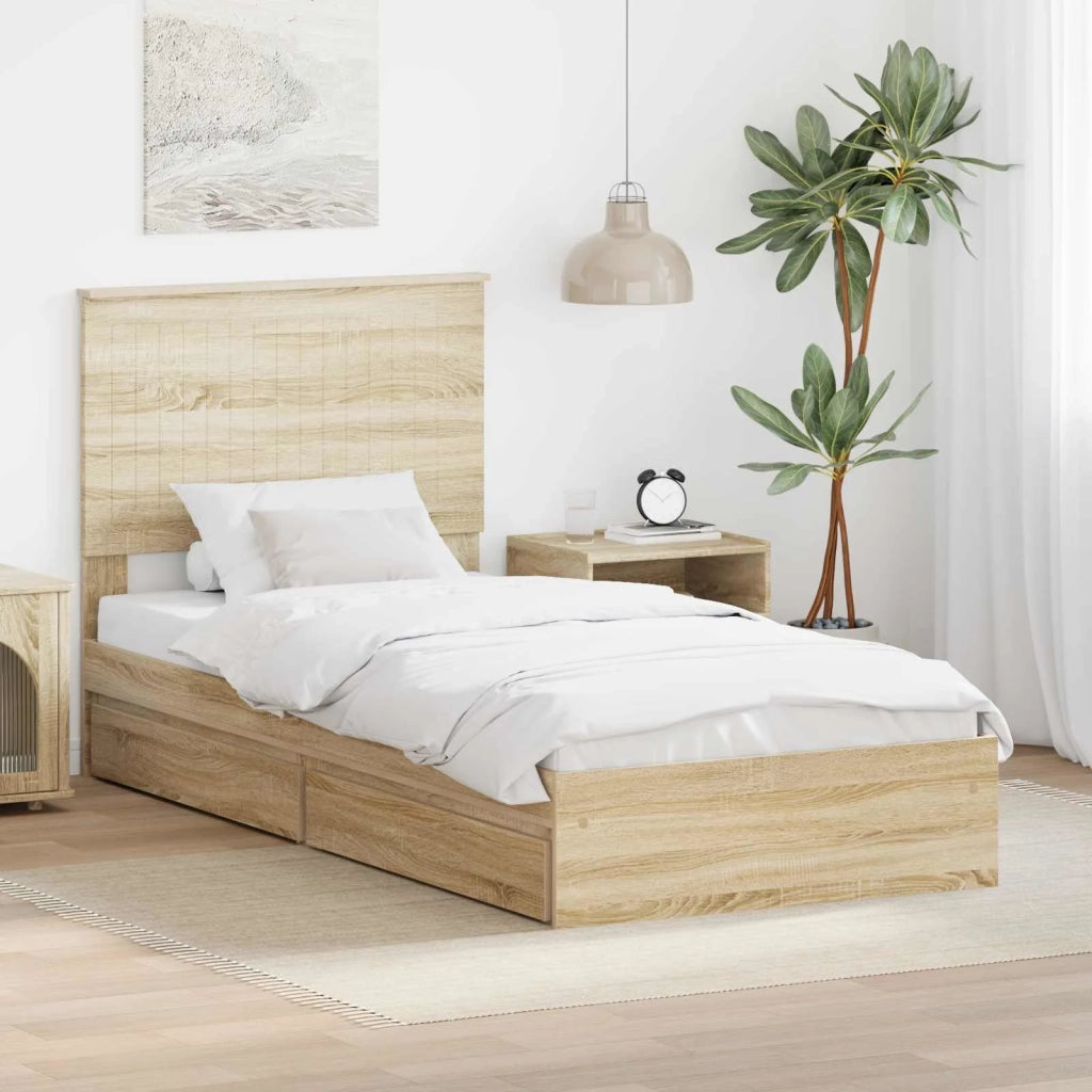 Letto con Contenitore con testiera Rovere Sonoma 90 x 200 cm 3411245