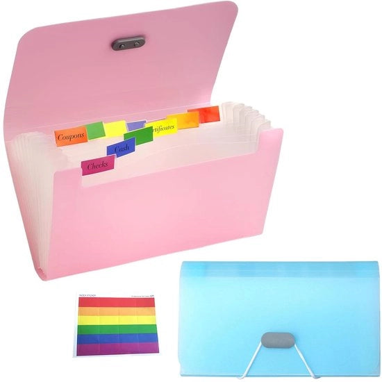 Documentenmap A6 con 13 contenitori, impermeabile, etichettabile, spazievolutiva, per fatture, flashcard e coupon.