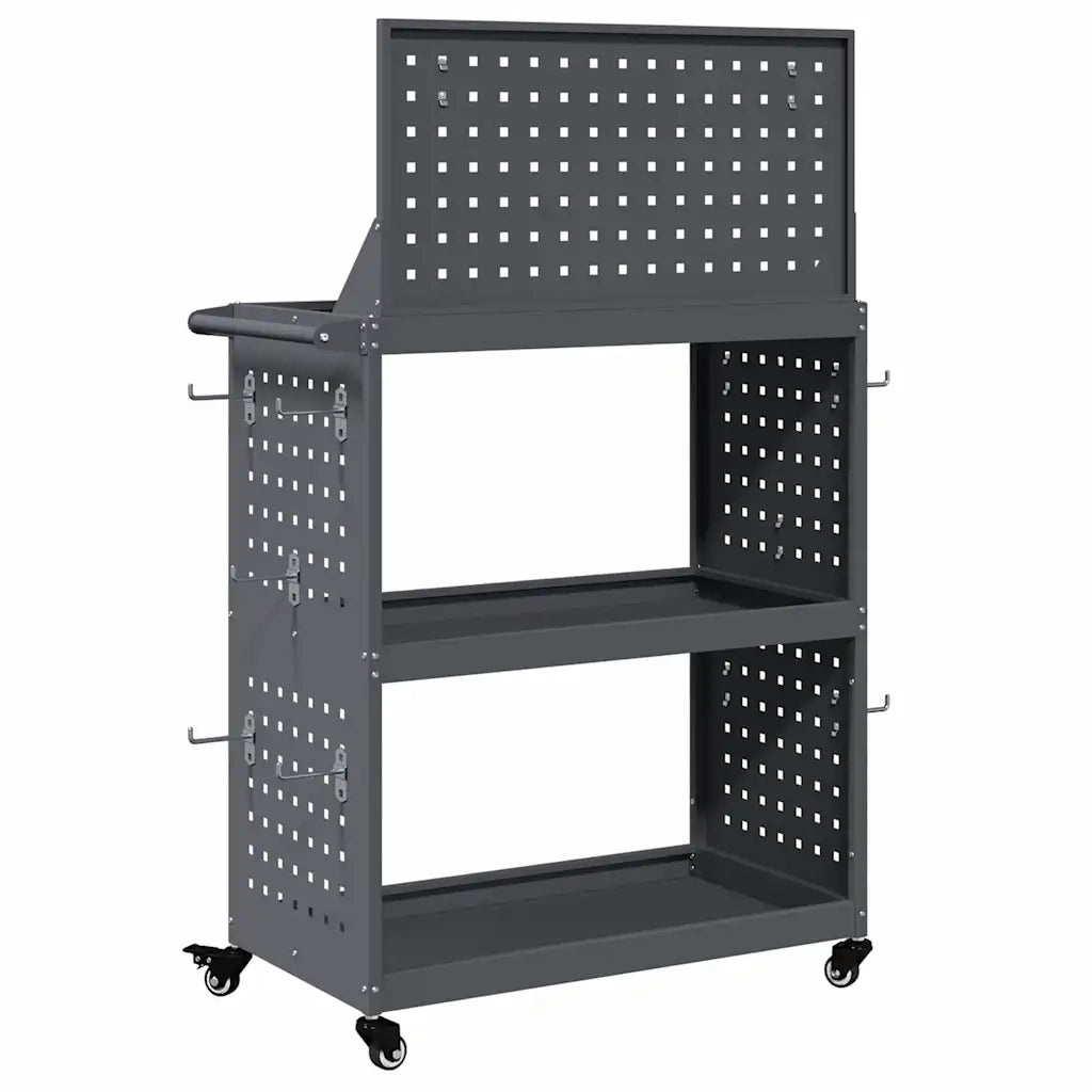 vidaXL Carrello per Attrezzi con ruota Antracite 65 x 35 x 111 cm