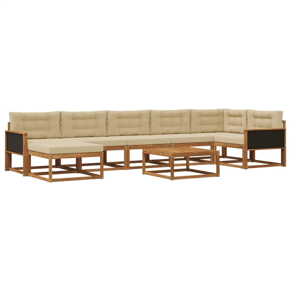 Set di divani da esterno con cuscino 8 pcs Naturale e Beige