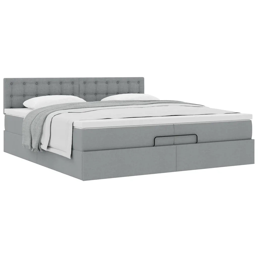 Struttura Letto Pouf con Materasso 200x200 cm in Tessuto 3311650