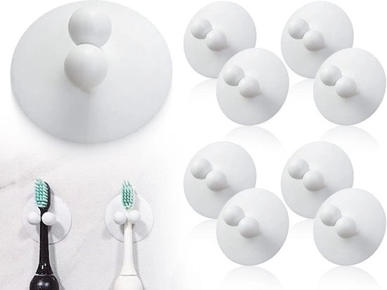 Set di 8 tenaglie per spazzola da denti, tenaglie per spazzola da denti impermeabili con morsetto, tenaglie per spazzola da denti elettrica, tenaglie per rasoio, tenaglie per appendere spazzola da denti, compatibile con bombo da bagno (bianco)