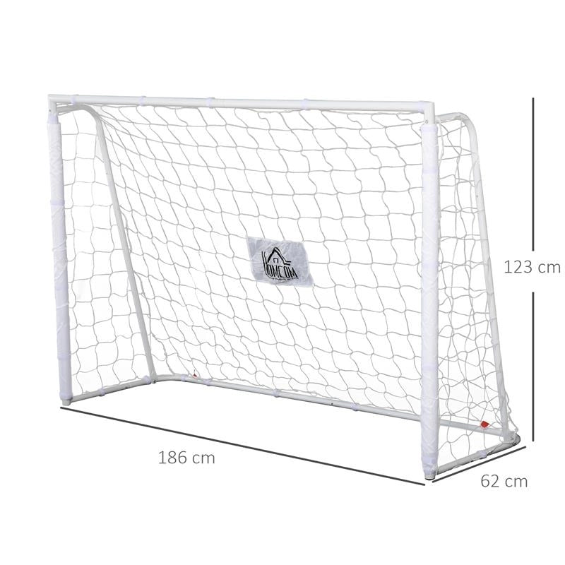 PORTA DA CALCIO PER ADULTI E BAMBINI RETE CON BERSAGLIO E PALI IN TESSUTO OXFORD 186X62X123 CM BIANCO