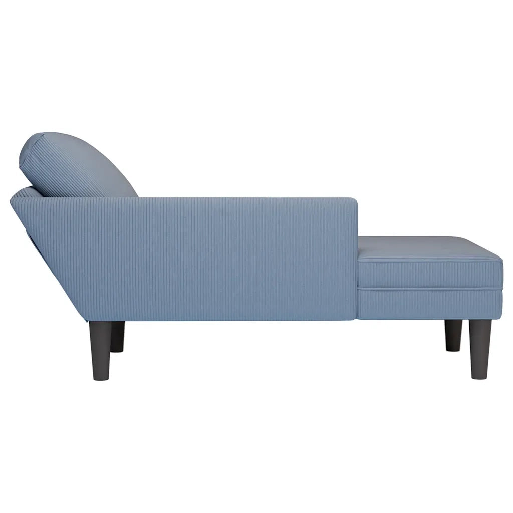 vidaXL Sdraio con Cuscino Destro in Velluto a Coste Blu