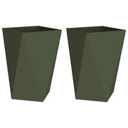 2 pz Fioriera | Cassetta per fiori | Vaso Verde oliva 50 x 50 x 75 cm Acciaio