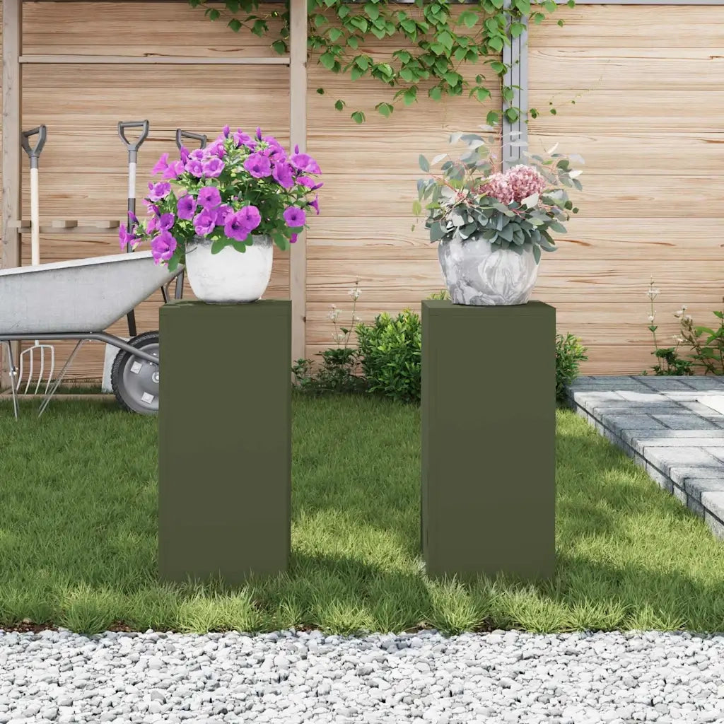 Supporto per piante 2 pcs Oliver verde 24 x 24 x 55 cm Acciaio 865816